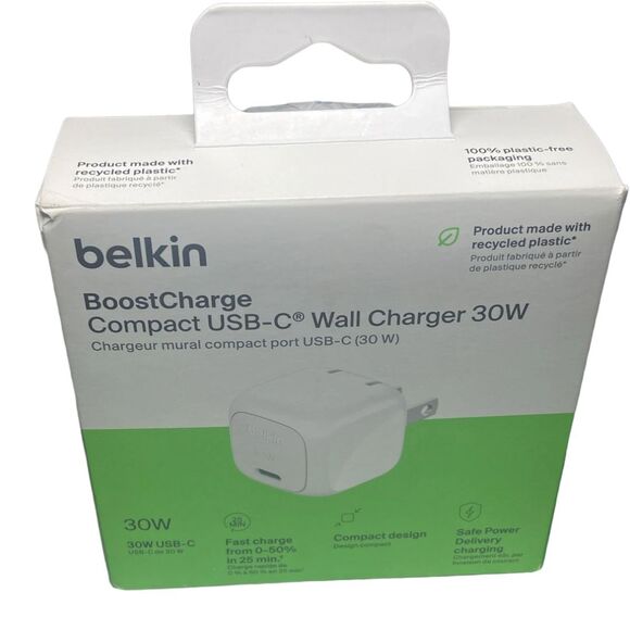 Belkin BoostCharge 30W USB-C Wall Charger Power Delivery Fast Charge New Pkg Wea - Picture 1 of 11